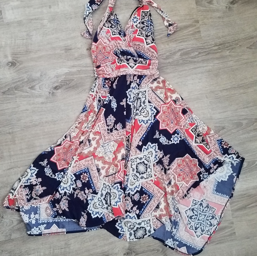 NWOT Soma Midi Halter Dress with Handkerchief Hem